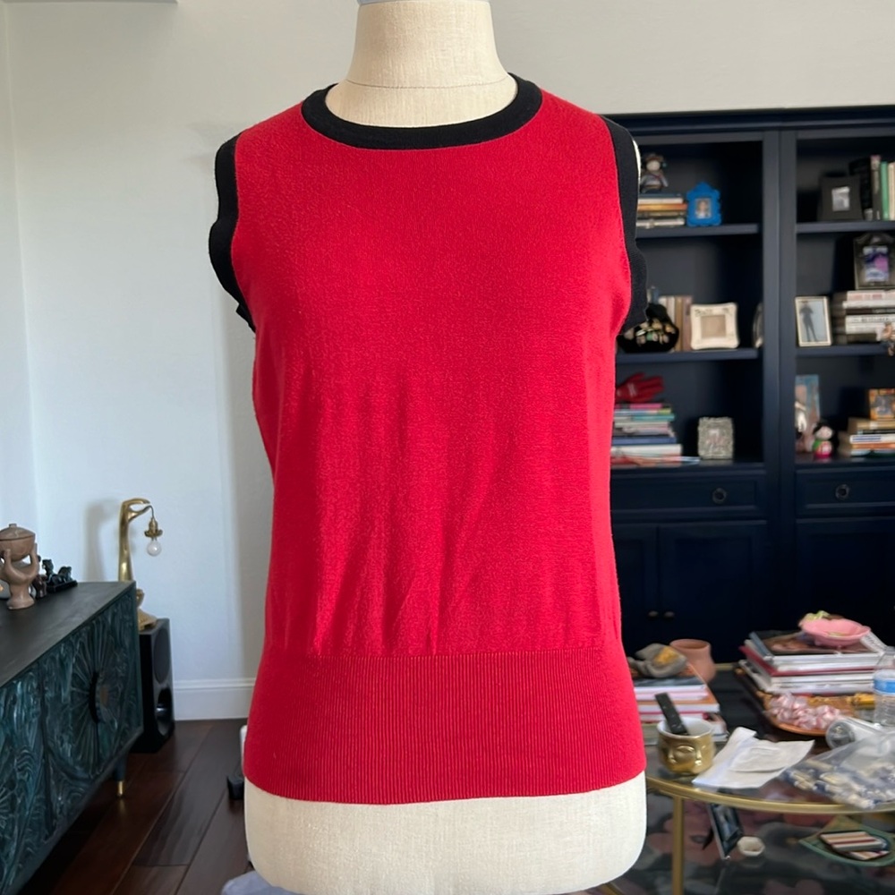 Audrey & Grace red with black trim sweater tank, size M